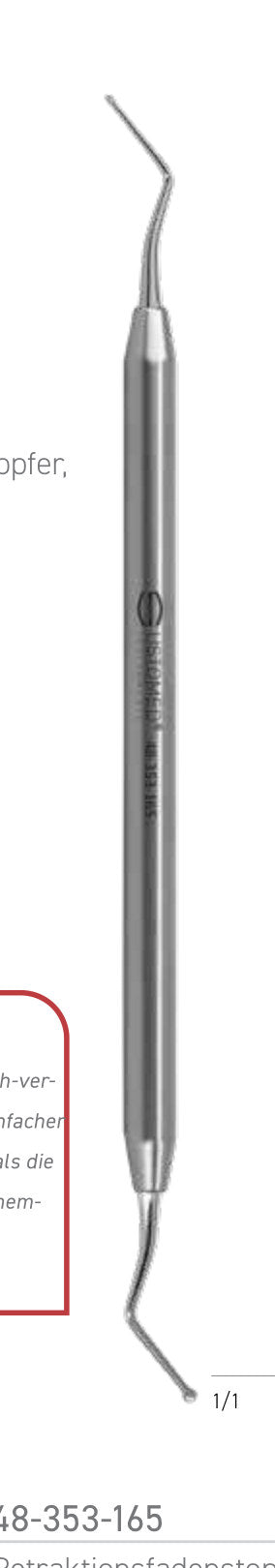 Produktfoto: Retraktionsfadenstopfer,16,5 cm, gezahnt, Ustomed, Art.-Nr. 48-351-165