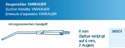 Produktfoto: Saugansatz Standard 6mm abgewinkelt, verjüngt, mit Handstück, Fingertip, steril, 60 Stk.