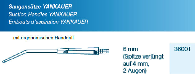 Produktfoto: Saugansatz Standard 6mm abgewinkelt, verjüngt, mit Handstück, Fingertip, steril, 60 Stk.